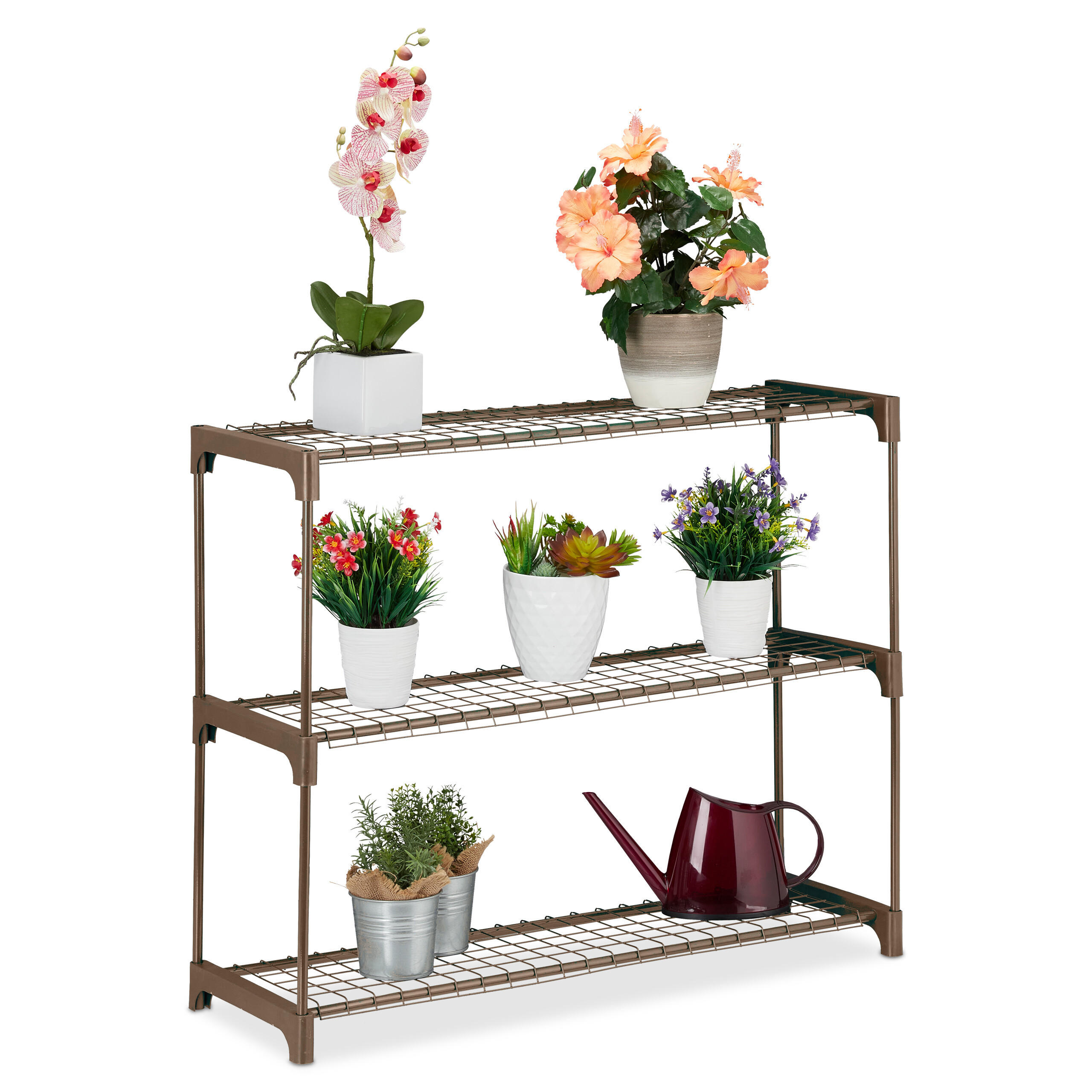 BLUMENREGAL - Braun, Kunststoff/Metall (91/72/23cm) - Relaxdays