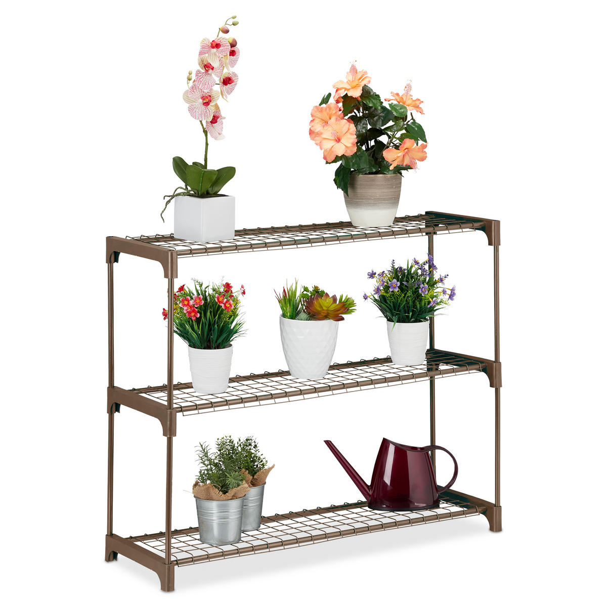 BLUMENREGAL - Braun, Kunststoff/Metall (91/72/23cm) - Relaxdays