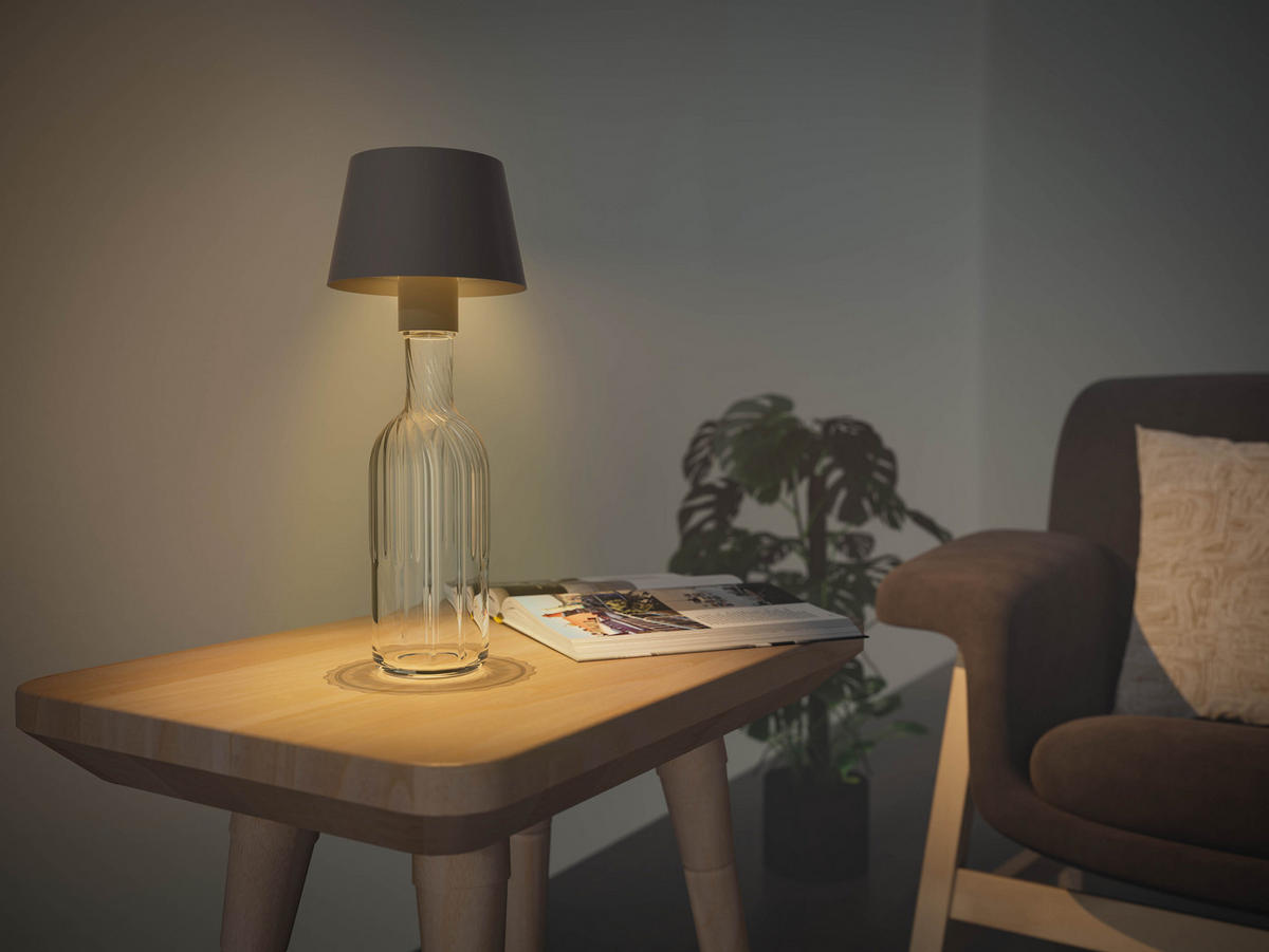 LED-AKKU-TISCHLAMPE - dimmbar mit Touchsensor und warmweißem Licht für Innen und Außen, grau - Grau, Metall (11/11/12.5cm) - Northpoint