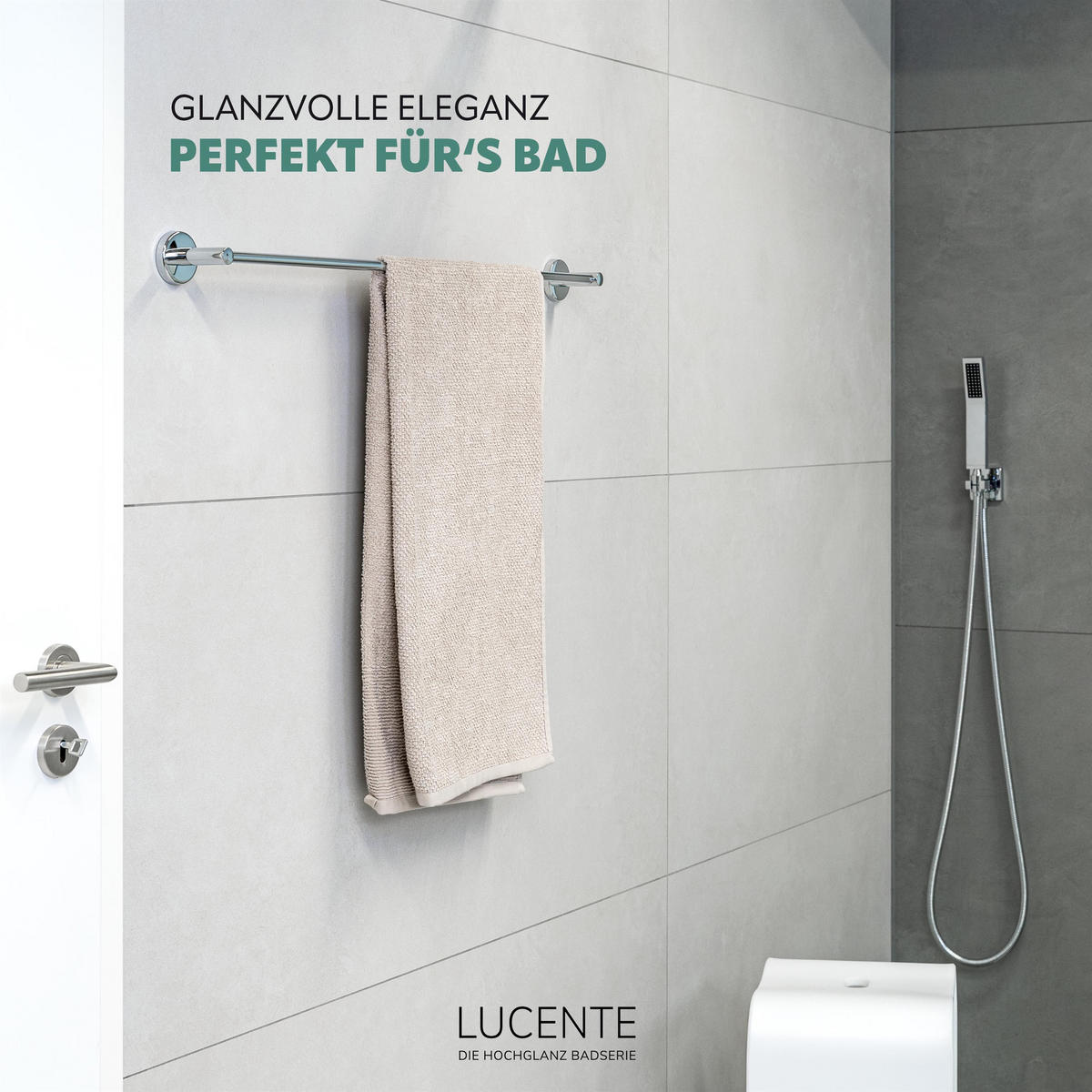 BADETUCHSTANGE LUCENTE 80 cm, Edelstahl - Chromfarben, Metall (84/6/7cm) - bremermann