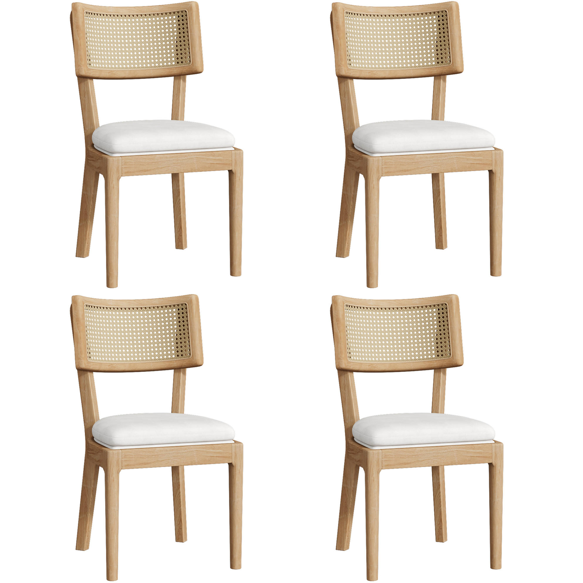 ESSZIMMERSTÜHLE 4er-Set mit Rattan-Rückenlehne Massivholz Wood - Braun, Holz (58/88/50.1cm) - Meubliv