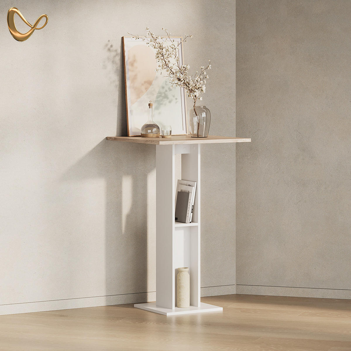 BARTISCH Regusa Weiß/Sonoma 65 x 65 cm - Weiß/Sonoma Eiche, Holzwerkstoff (65/65/106cm) - Livinity®