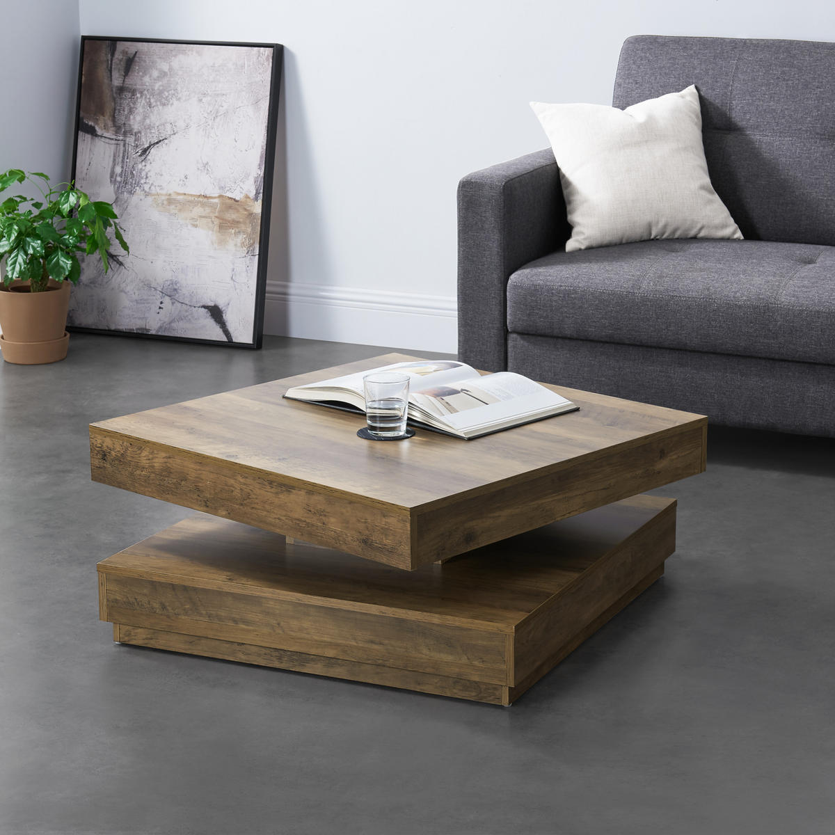 COUCHTISCH Florenz 76/76/38 cm - Braun, Holzwerkstoff (76/76/38cm) - [en.casa]