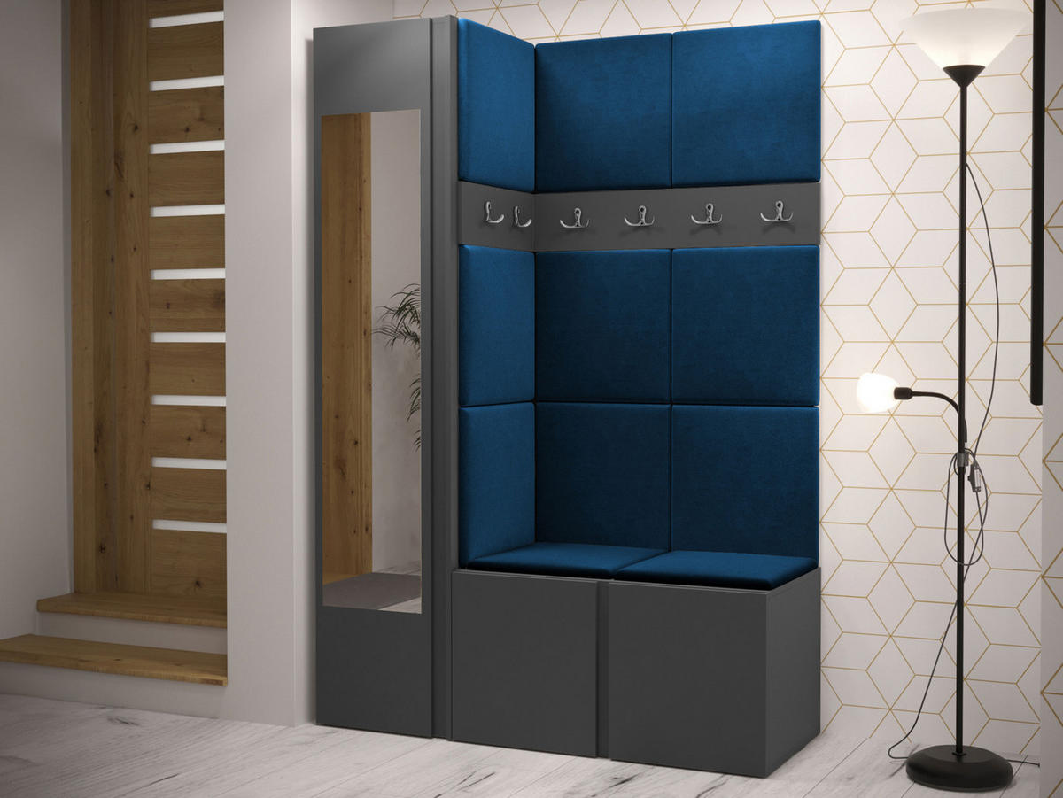 GARDEROBEN-SET Orion X - Blau/Graphitfarben, Holzwerkstoff/Kunststoff (124/186/46cm) - MIRJAN24