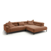 ECKSOFA DELIA Braun Cord - Dunkelbraun/Schwarz, Textil/Metall (312/219cm) - KAWOLA