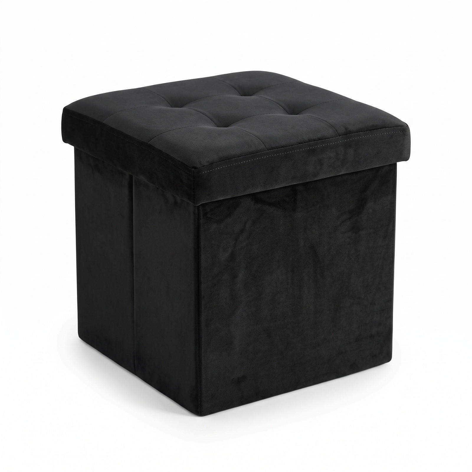 SAMTSTOFFHOCKER mit Stauraum 38/38/38 cm - Schwarz, Textil (38/38/38cm) - SCENA LIVING