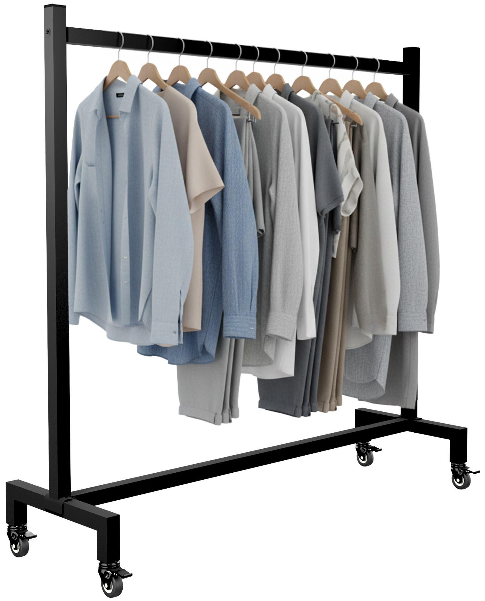 KLEIDERSTÄNDER 120x38x120-schwarz-Edelstahl - Schwarz, Metall (120/120/38cm) - CLP