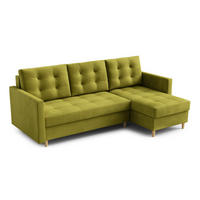 ECKSOFA DIVO Kronos L-förm, Schlaffunktion, elegantes Design, hochwertige Materialien, lose Rückenkissen, freistehend, RECHTS 224x144x95 cm Yellow - Gelb, Holz/Textil (224/144cm) - DomoHome