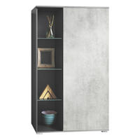 VITRINE Davos Beton Oxid Optik - Hellgrau, Holzwerkstoff (71.5/134/35cm) - Vladon