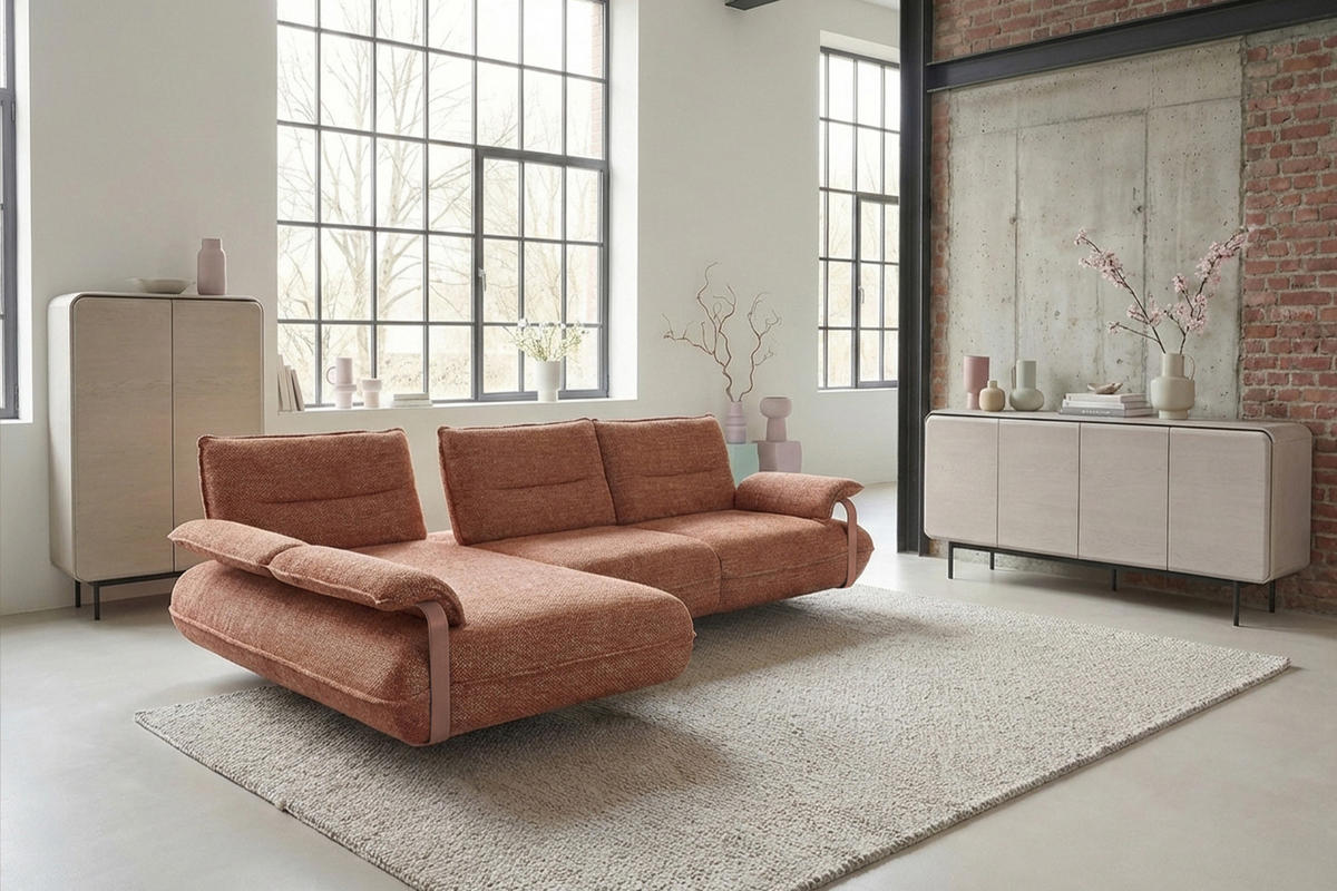 ECKSOFA ANISSA Braun Flachgewebe - Dunkelbraun/Schwarz, Kunststoff/Textil (297/185cm) - KAWOLA