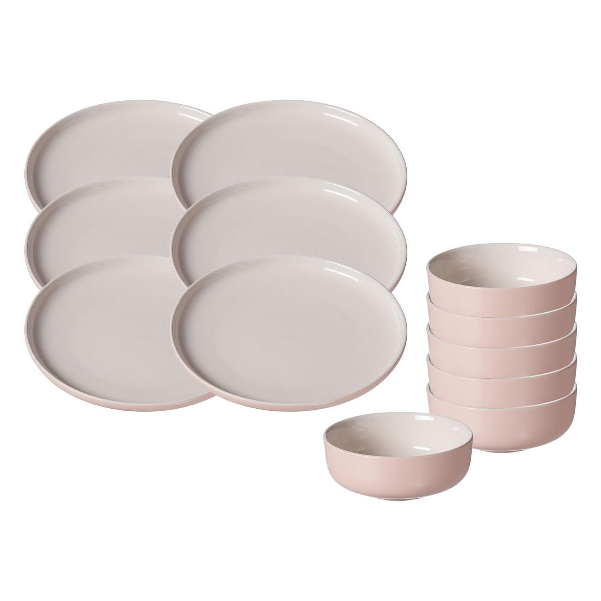 FRÜHSTÜCKSSET Jasper rosa 12er Set - Robinienfarben, Keramik (1/1/1cm) - Ritzenhoff Breker