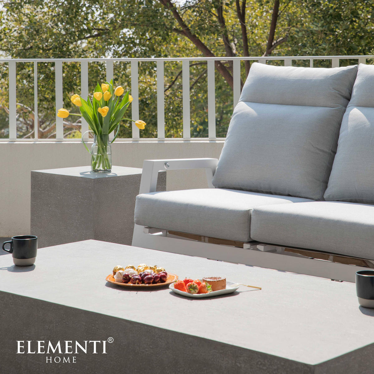 COUCHTISCH TEVERE aus GF-Beton Rechteck, Wetterbeständig, 153x77x36 cm - Grau, Naturmaterialien (153/77/36cm) - Elementi