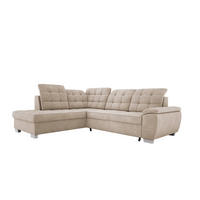 ECKSOFA LOTTA L-förmig Bettkasten verstellbare Kopfstützen hochwertige Verarbeitung lose Rückenkissen freistehend LINKS 212x258x106 cm Sand-coloured - Sandfarben, Holz/Textil (212/258cm) - DomoHome
