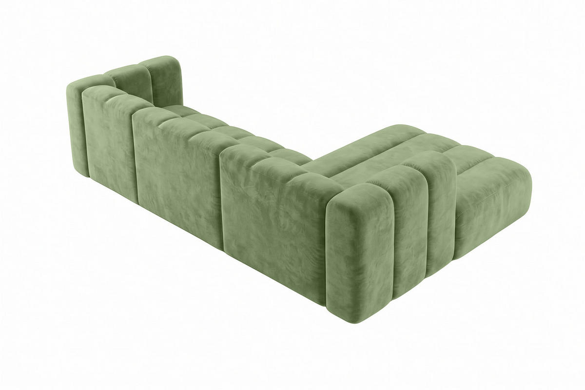 ECKSOFA Modulares In L-Form, Velvet-Stoff Riviera, Olive, Rechts, GRAND 287 cm - Olivgrün, Holz (287/179cm) - Kaiser Möbel