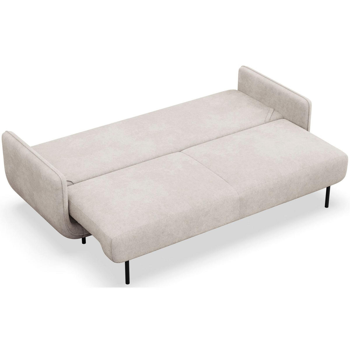 SCHLAFSOFA Ovals Hellbeige - Ecru/Schwarz, Textil/Metall (236/95/96cm) - Selsey