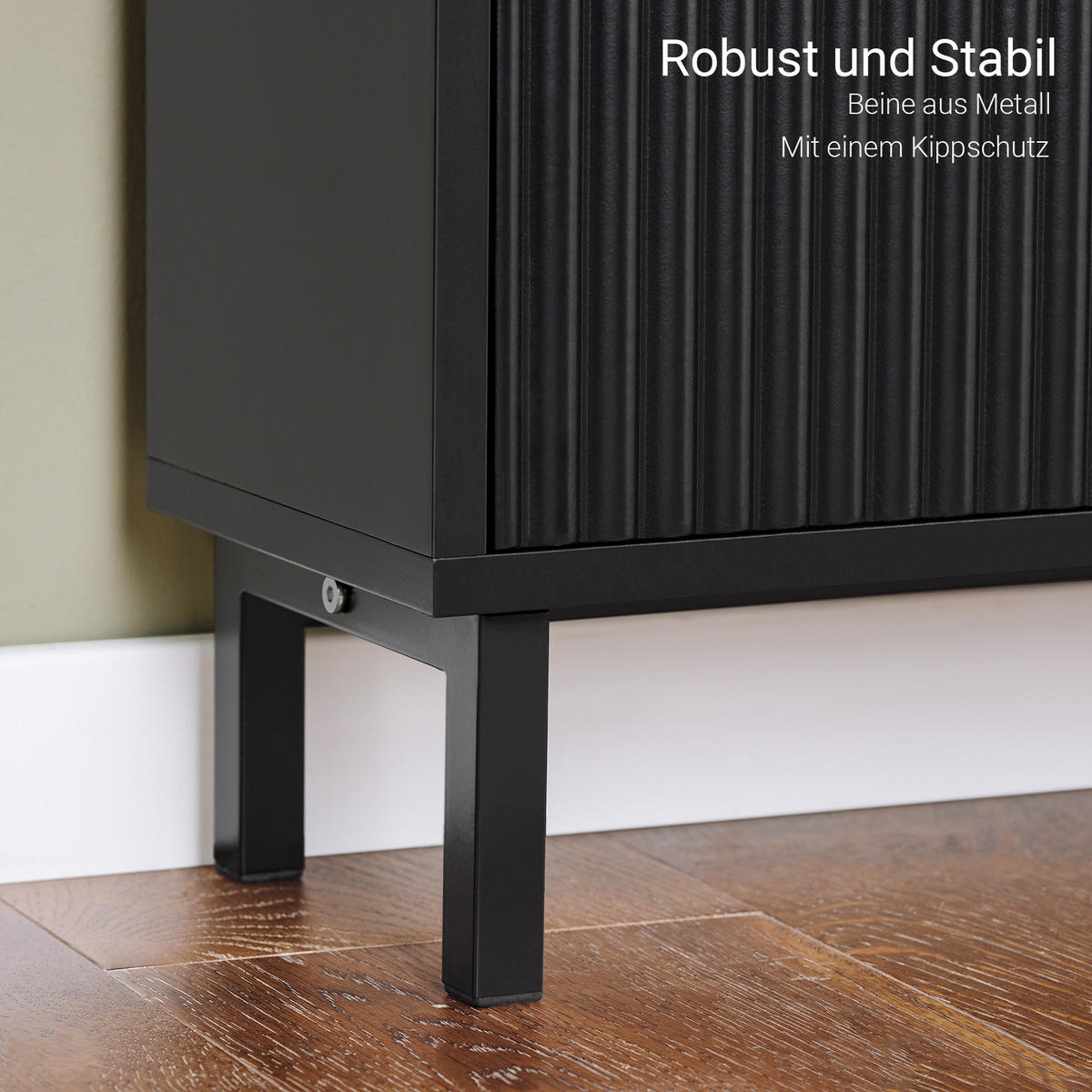 SCHUHSCHRANK mit 3 Klappen schmal 50x130x19cm Schwarz - Schwarz, Holzwerkstoff/Metall (50/130/19cm) - SoBuy