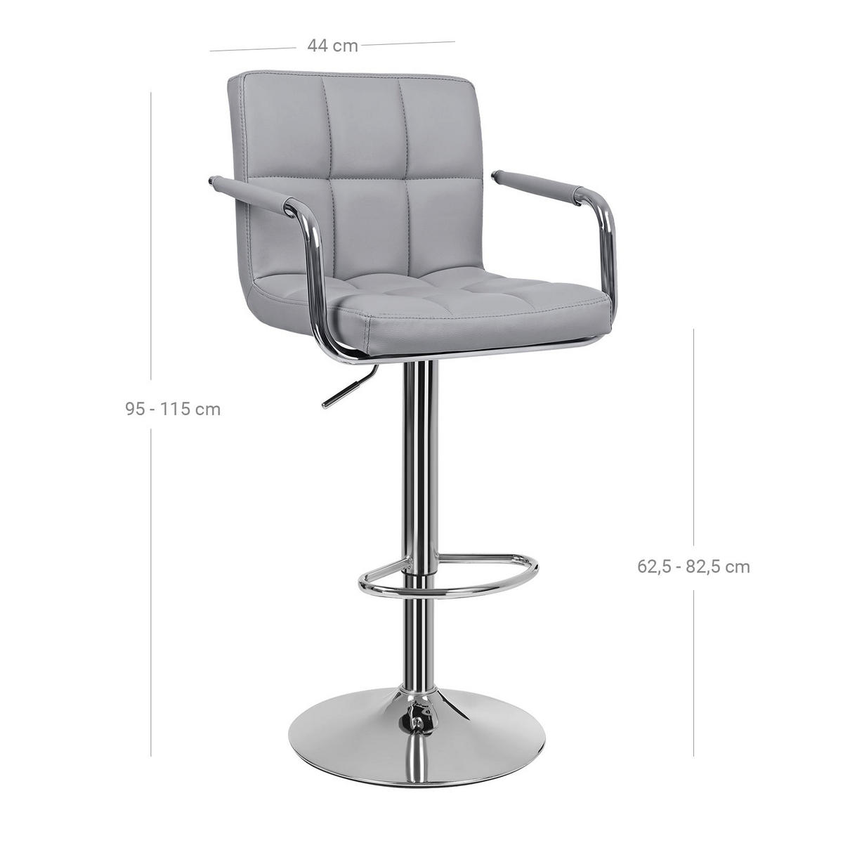 BARSTUHL LEDERIMITAT 2ER-SET - Grau, Textil (38/38/44.5cm) - Hansiro