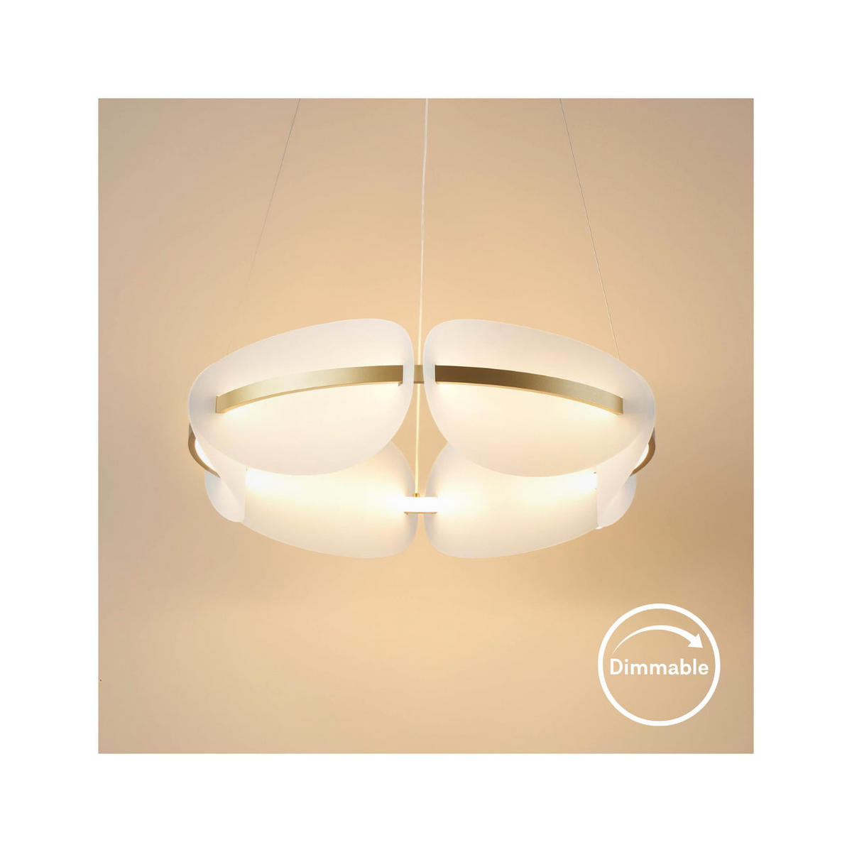 HÄNGELEUCHTE Cristalia, Weiß und Gold, 18cm - Goldfarben, Metall (160/62/18cm) - KOSILUM