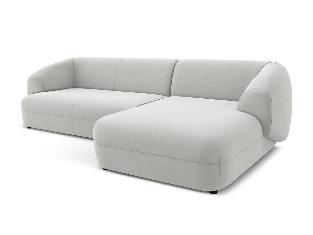 ECKSOFA Rechts Samt Stoff Grau - Silberfarben/Schwarz, Kunststoff/Textil (280/156cm) - Makamii