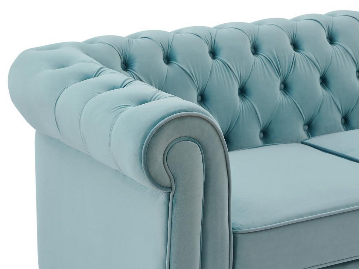 SOFA 2-Sitzer - Samt - Pastellblau - CHESTERFIELD - Hellblau, Textil (88/72/168cm) - Vente-Unique