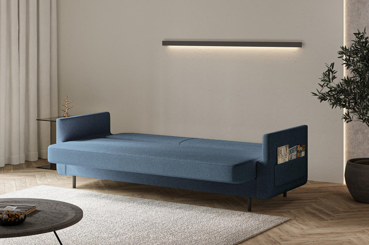SCHLAFSOFA - POUCH - Dunkelblau - Aragon 79 - Dunkelblau, Holzwerkstoff (221/87/84cm) - Möblo