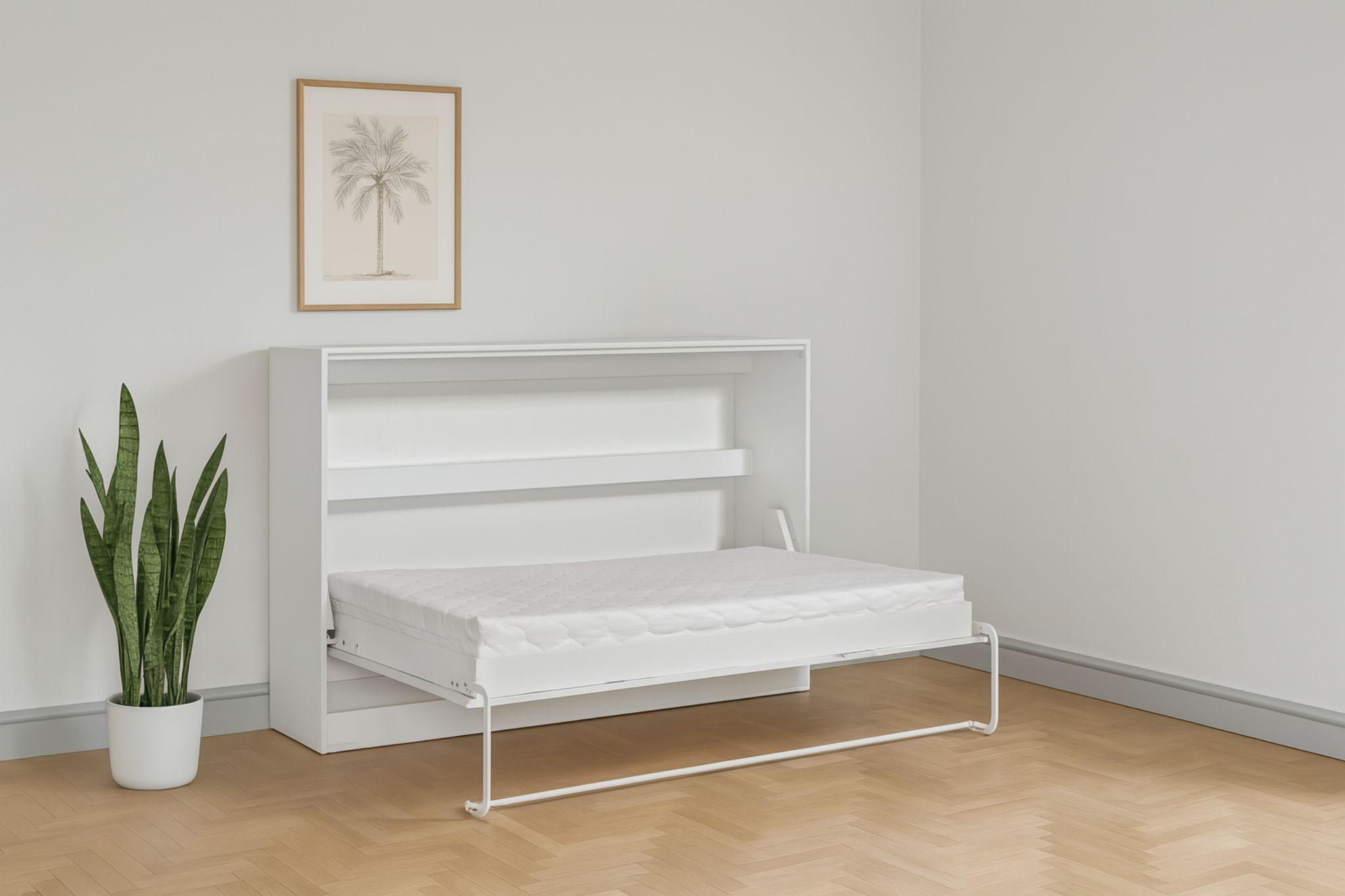 SCHRANKBETT Perfekt 120x200 Ein Horizontales Vereint Mit Matratze Weiß - Weiß, Holz (120/200cm) - Kaiser Möbel