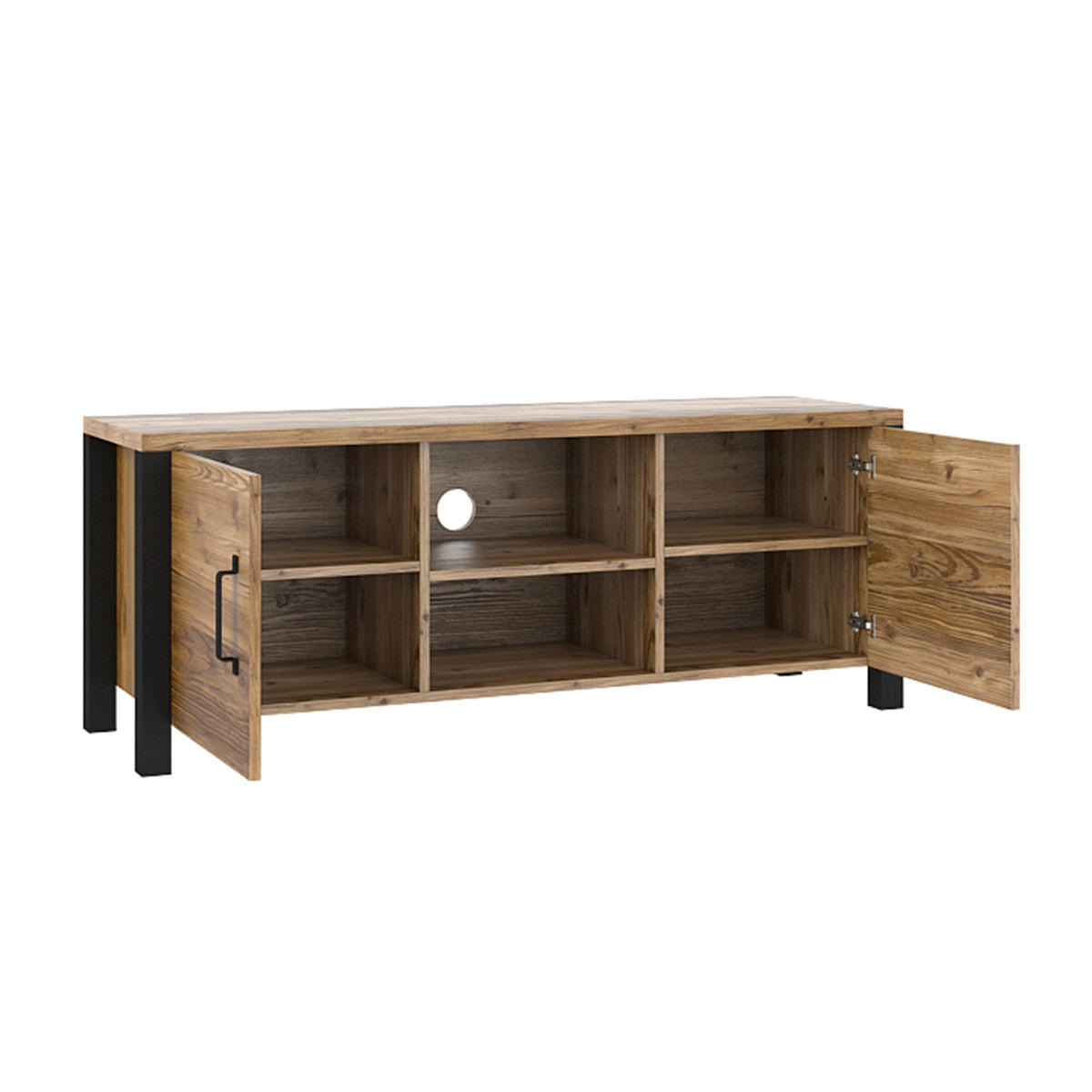 TV-MÖBEL Lyam Holz und Schwarz - Schwarz, Holzwerkstoff (147/57/43cm) - Petits-meubles