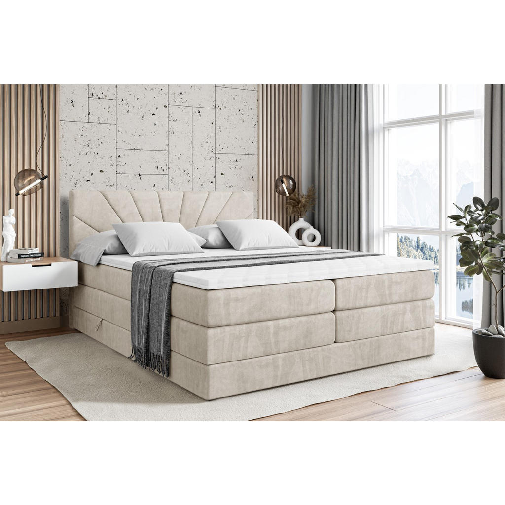 Thumbnail - Altdecor Boxspringbett, Creme, Holzwerkstoff, Höhe ca. 20 cm, 200x200 cm, Schlafzimmer, Betten, Boxspringbetten