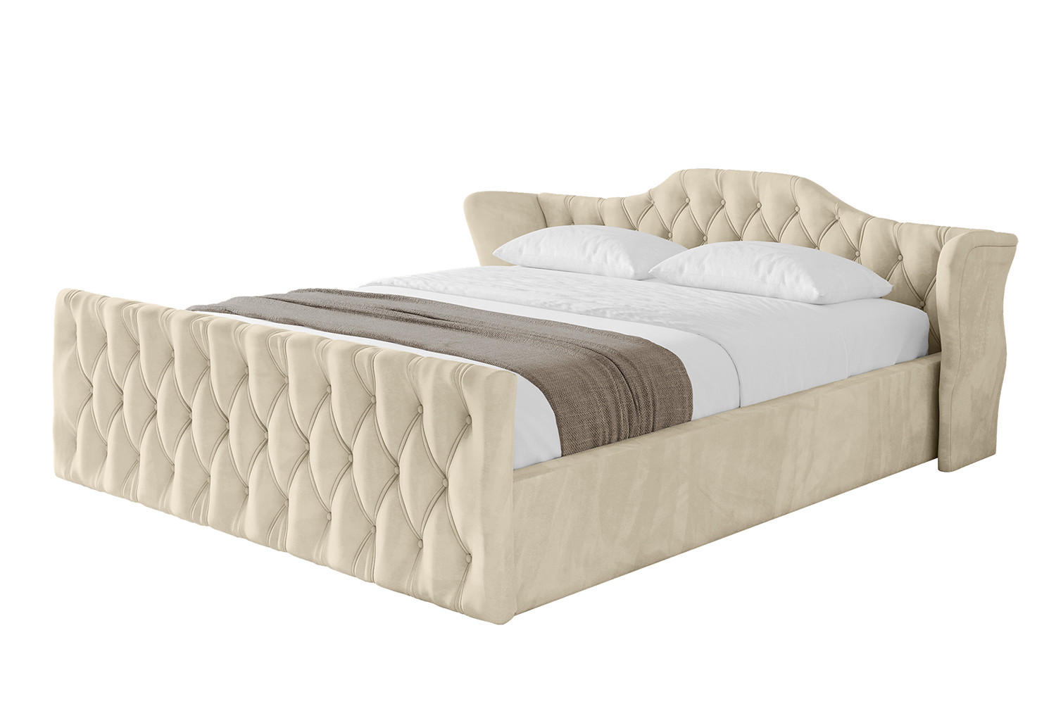 POLSTERBETT mit Bettkasten, Fußteil und Lattenrost, Boxbett mit Matratze H3/H4 - ZORAN-Z-V1 180x200 Beige - Ecru, Holzwerkstoff/Textil (180/200cm) - ALTDECOR