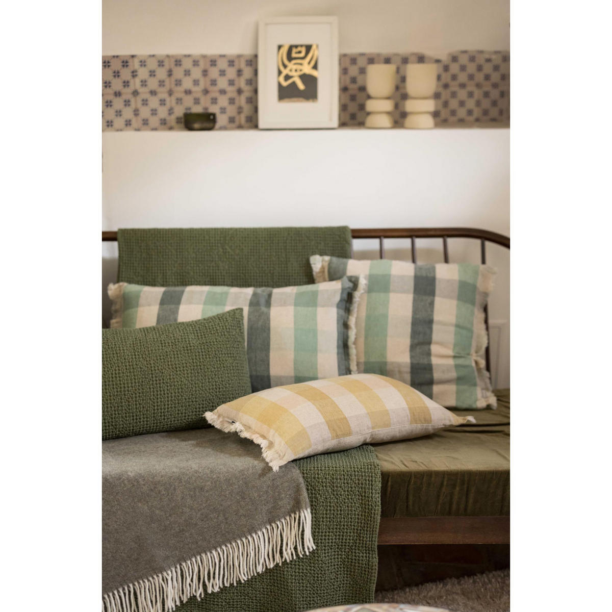 RECYCELTE DECKE Maia eukalyptus 240 x 260 cm - Grün, Textil (240/260cm) - Vivaraise