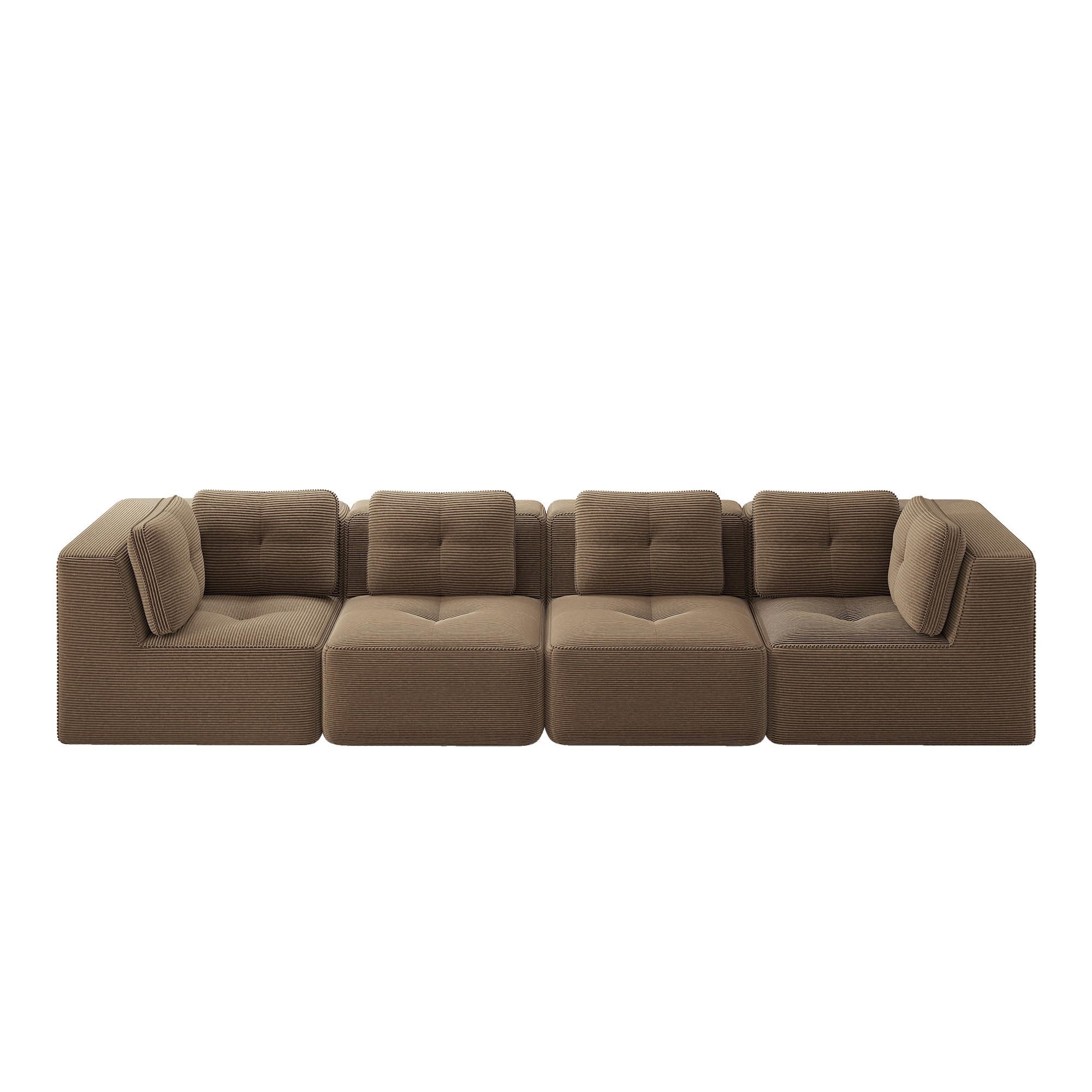 4-SITZER Sofa 386×104×69 cm Cordstoff rahmenlos modular, braun - Braun, Textil (104/69/386cm) - Luhomfu
