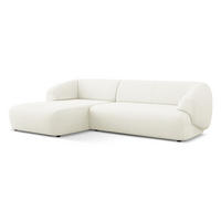 ECKSOFA Links Bouclé Stoff Weiß - Schwarz/Weiß, Kunststoff/Textil (156/280cm) - Makamii