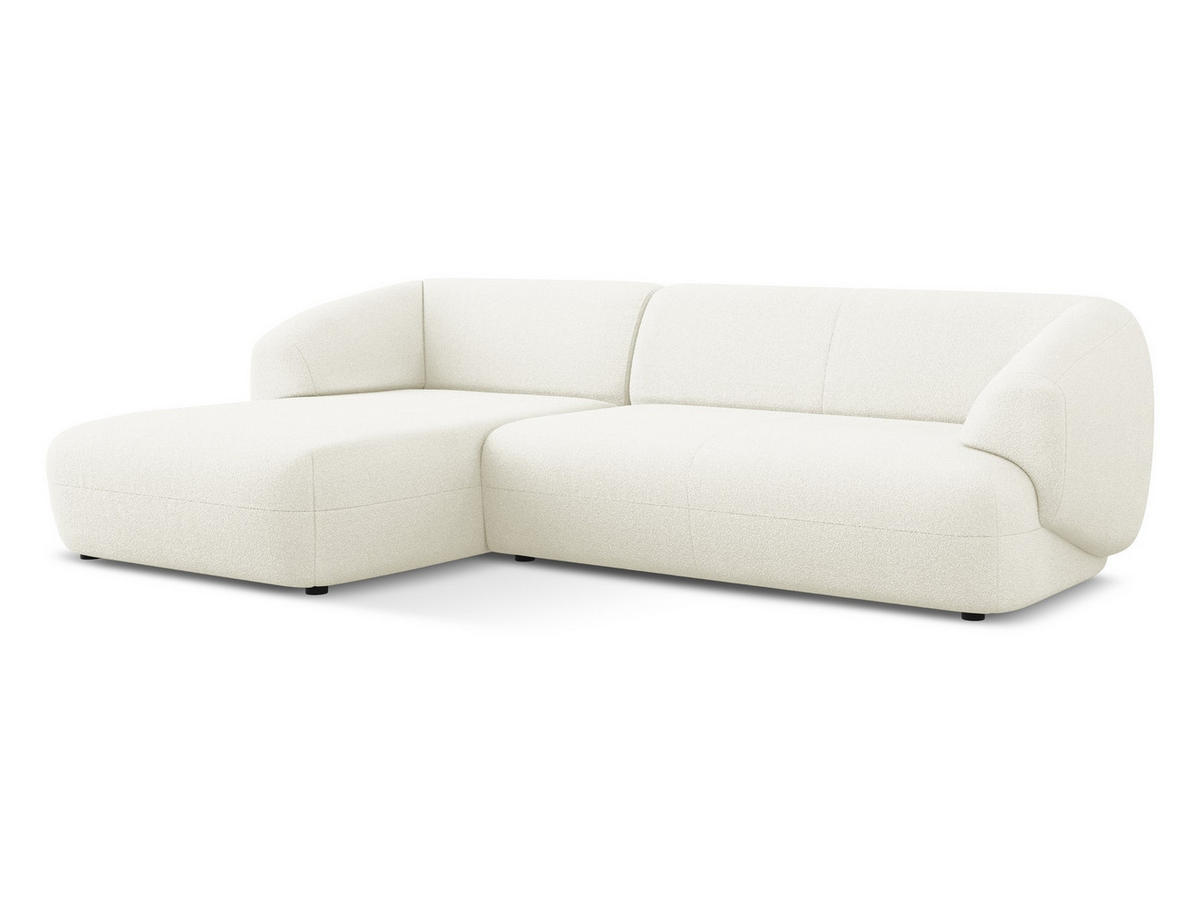 ECKSOFA Links Bouclé Stoff Weiß - Schwarz/Weiß, Kunststoff/Textil (156/280cm) - Makamii