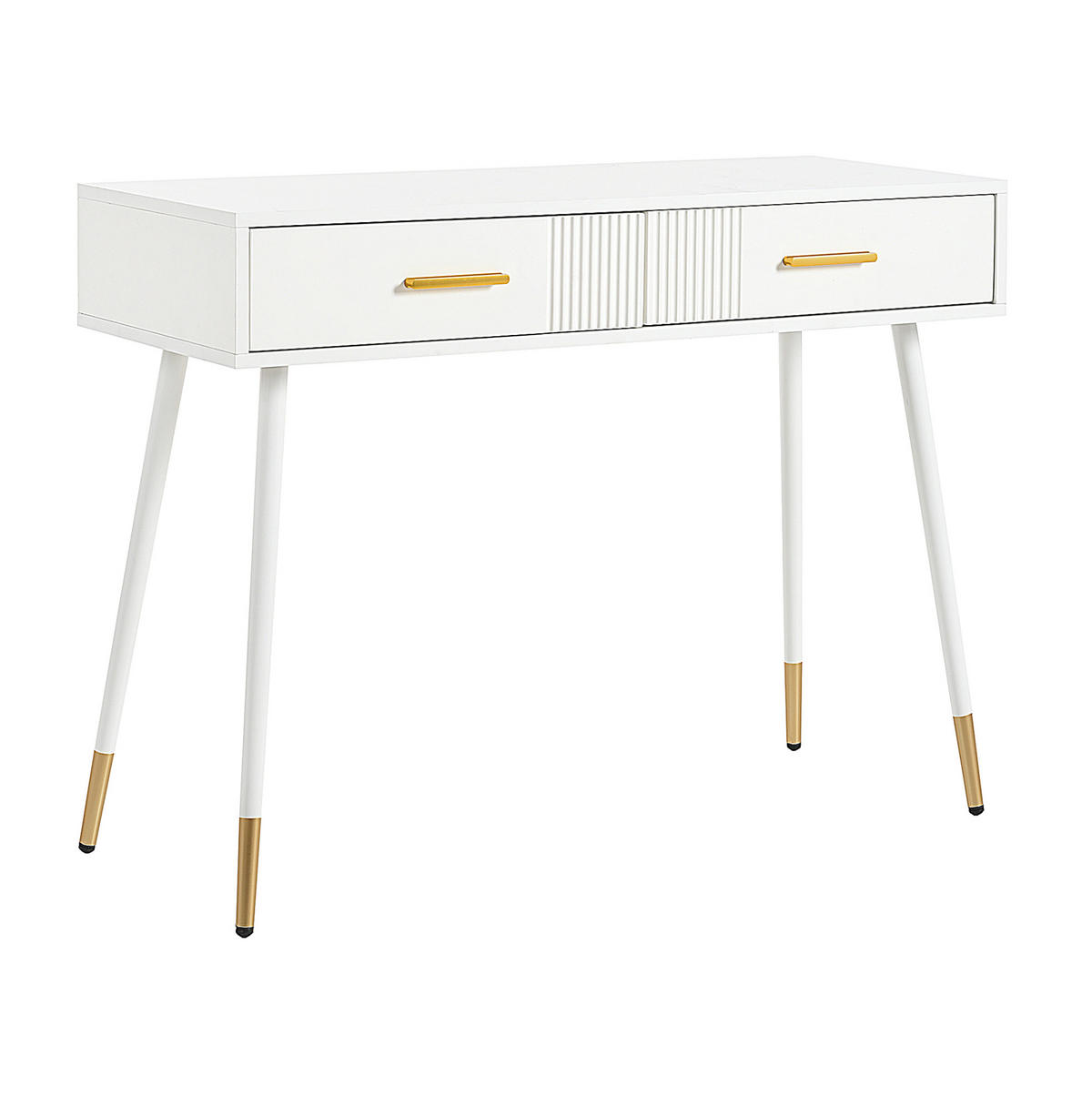 SCHMINKTISCH 100/40/76 cm mit 2 Schubladen, Metallfüßen und vielseitiger Nutzung, Weiß - Weiß, Holzwerkstoff (100/76/40cm) - Redom