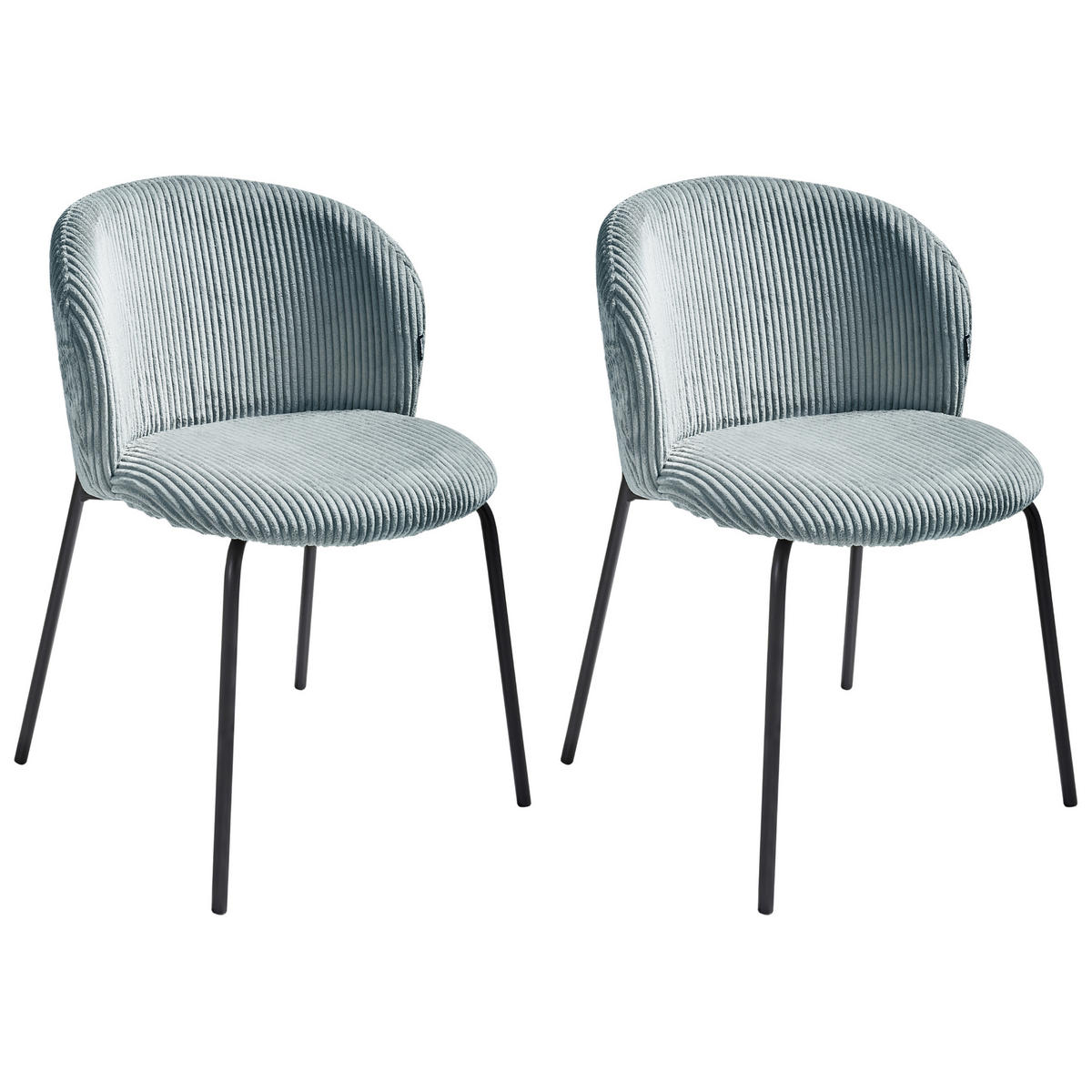 ESSZIMMERSTUHL 2er-Set Cord Hellblau Miles - Hellblau, Textil (53/83/55cm) - Beliani