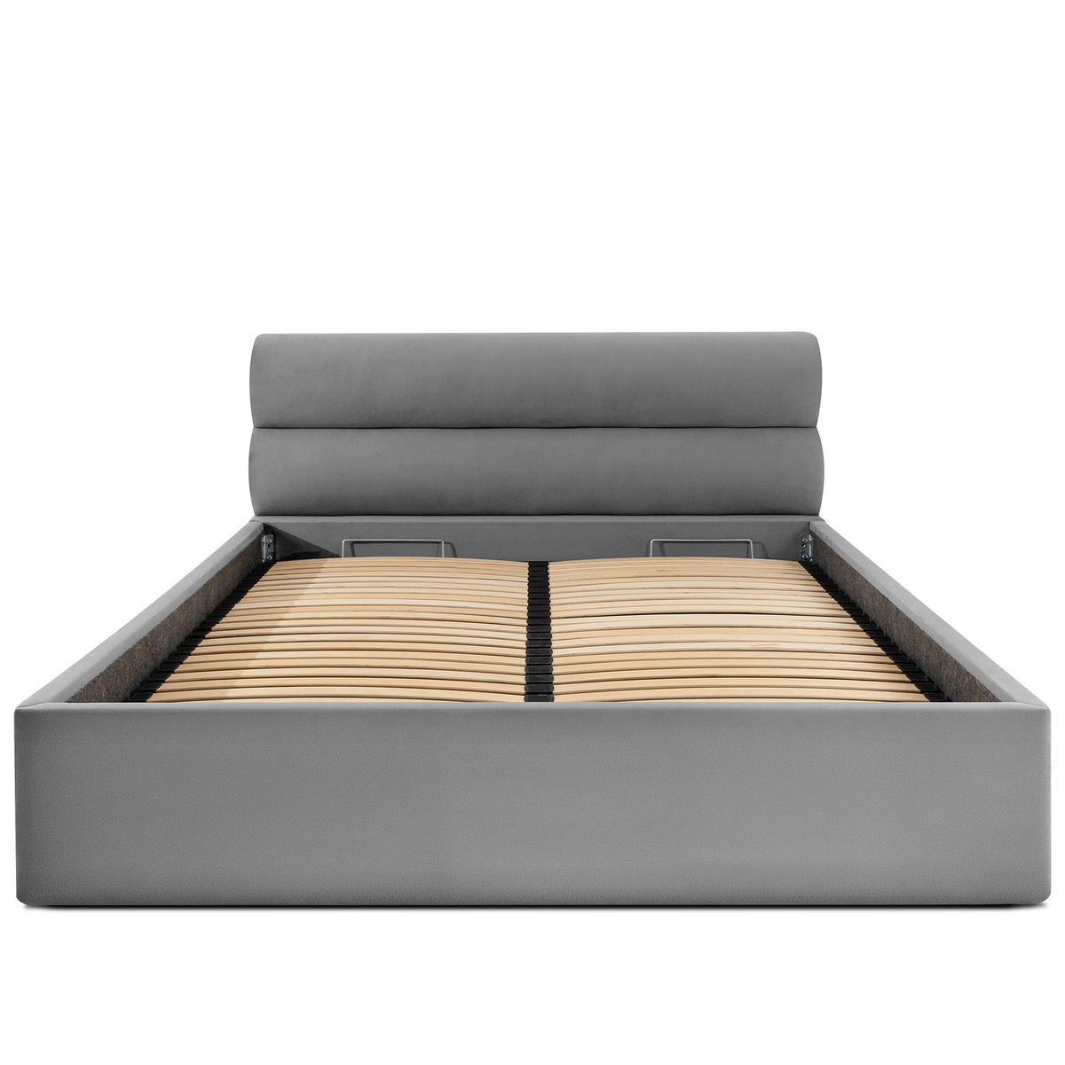 POLSTERBETT LUNEO - Hellgrau/Schwarz, Holz/Holzwerkstoff (202/204cm) - KONSIMO®