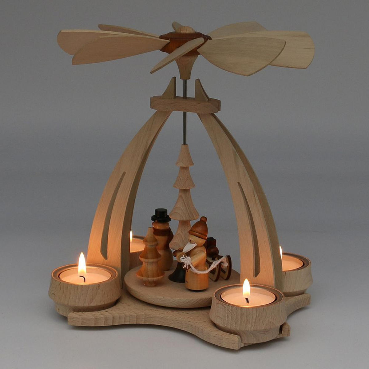 TISCH-PYRAMIDE Schneemann Weihnachtsmann 14/18/24 cm - Multicolor, Holz (0.1/24/0.1cm) - Dekoteam24