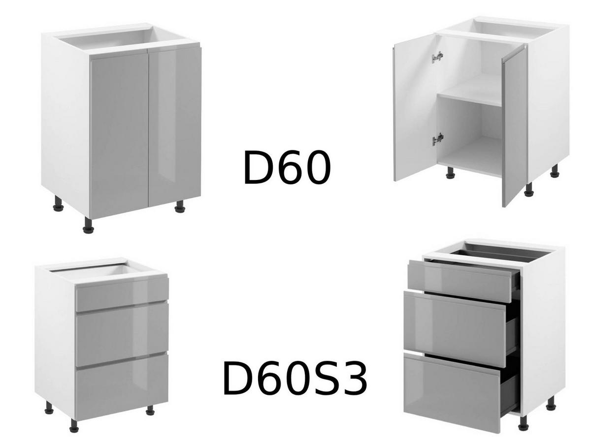 KÜCHENZEILE 460 cm - Aspen KA9-M460 - in Grau/Hochglanz - Grau, Holz (460/212/58cm)