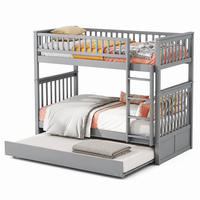 ETAGENBETT mit Ausziehbett 90x200 cm Kiefer Grau - Grau, Holz (90/200cm) - Meubliv