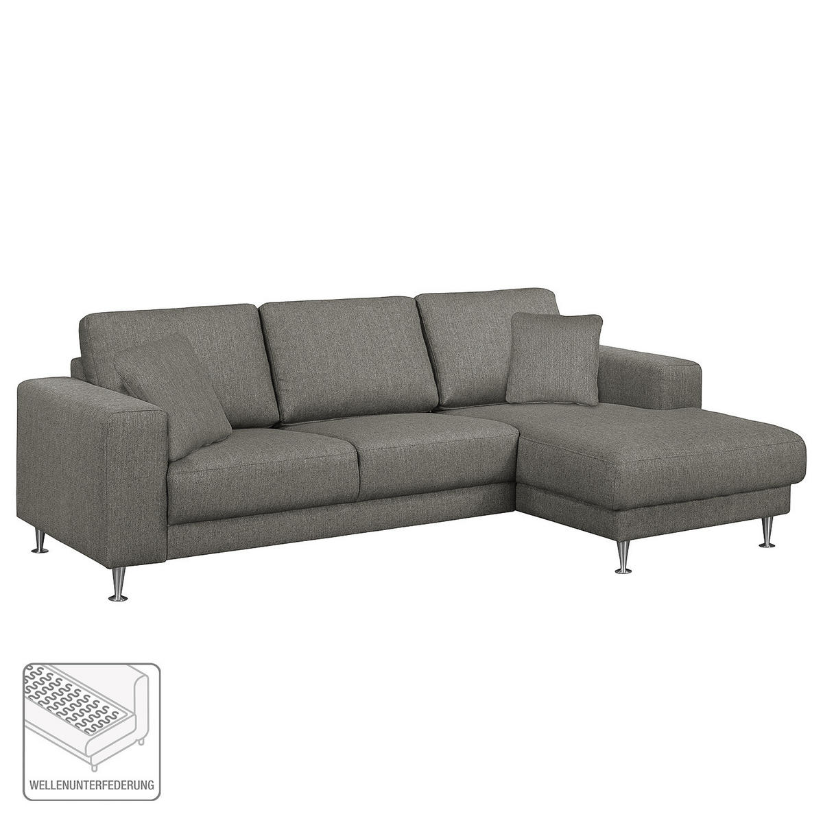 ECKSOFA mit Longchair - Strukturstoff - Fango, Textil (235/150cm) - home24