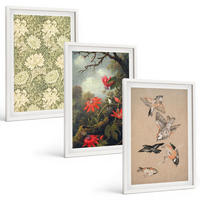 BILDER SET 3er Set - 40x60 cm Weißer Rahmen - Blumen, Vögel, Natur - Weiß, Kunststoff (40/60cm) - TULUP
