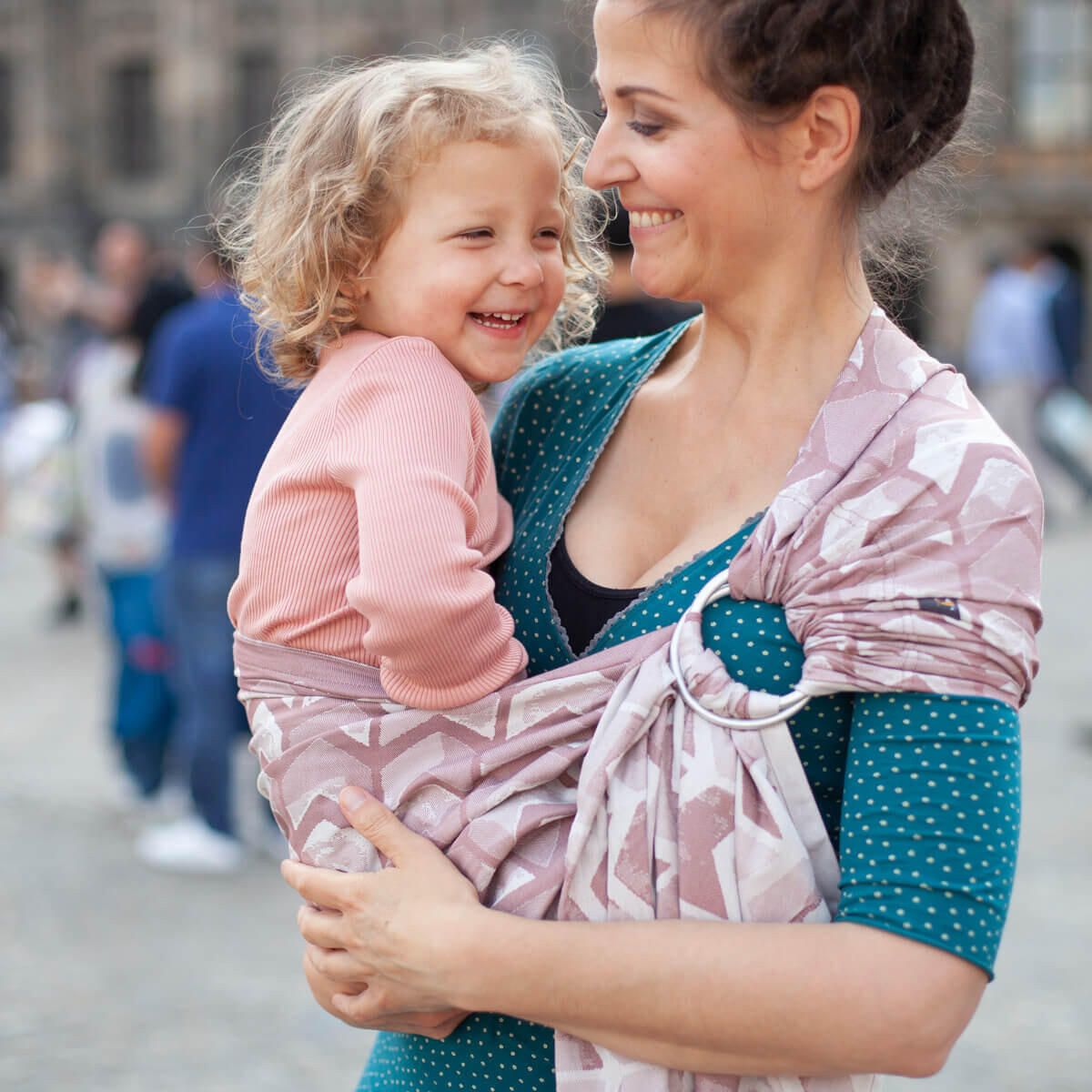 BABYTRAGETUCH Ring-Sling kbA - Rosa/Weiß, Textil (70/0.1/200cm) - Hoppediz