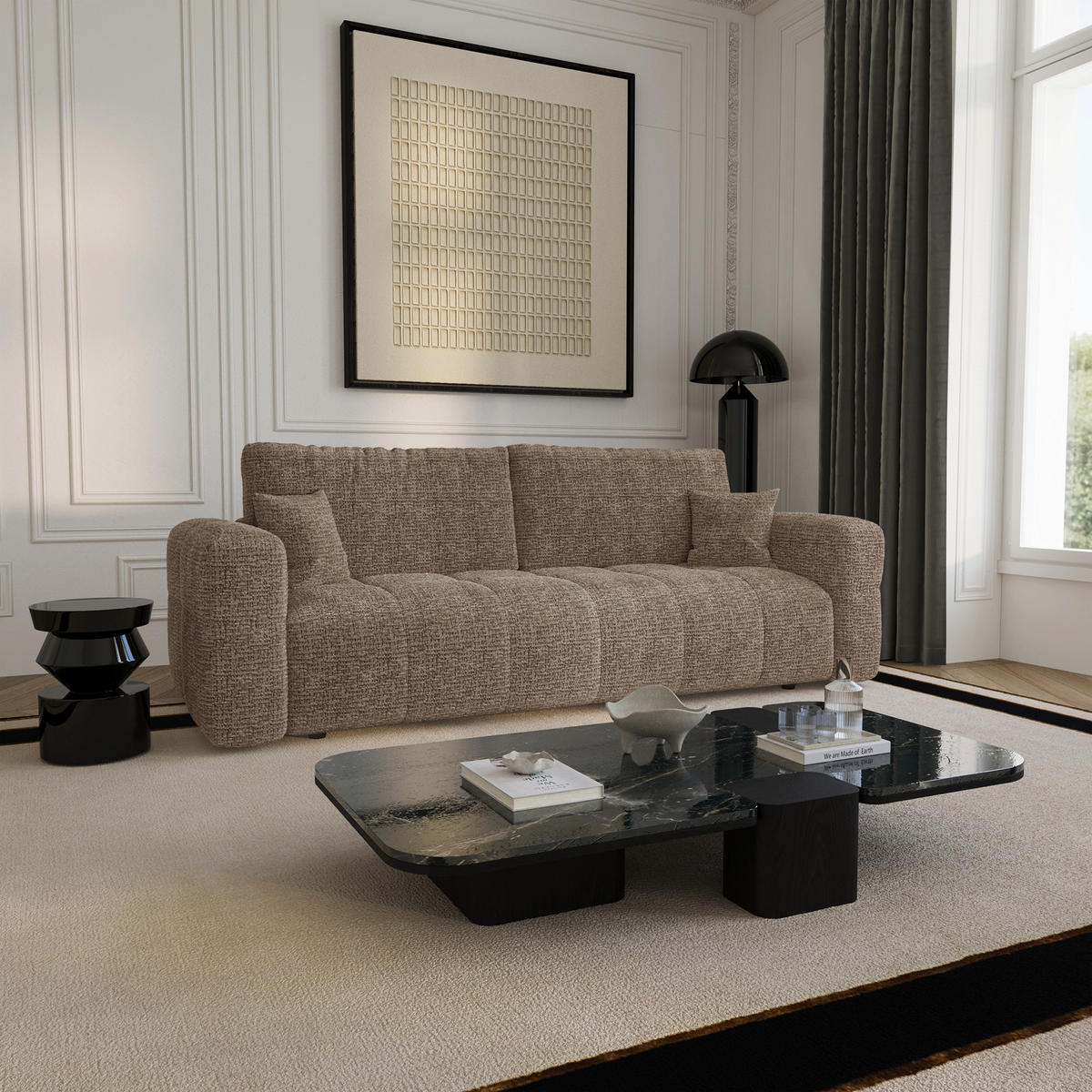 SCHLAFSOFA mit Stauraum VIBE Kettgewebe mit weichem Griff Braun 247cm - Braun, Textil (247/90/102cm) - Premium Interiors