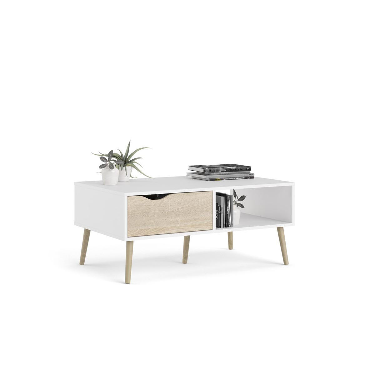 COUCHTISCH mit 1 Schublade - Weiß, Holzwerkstoff (60/99/43cm) - ebuy24