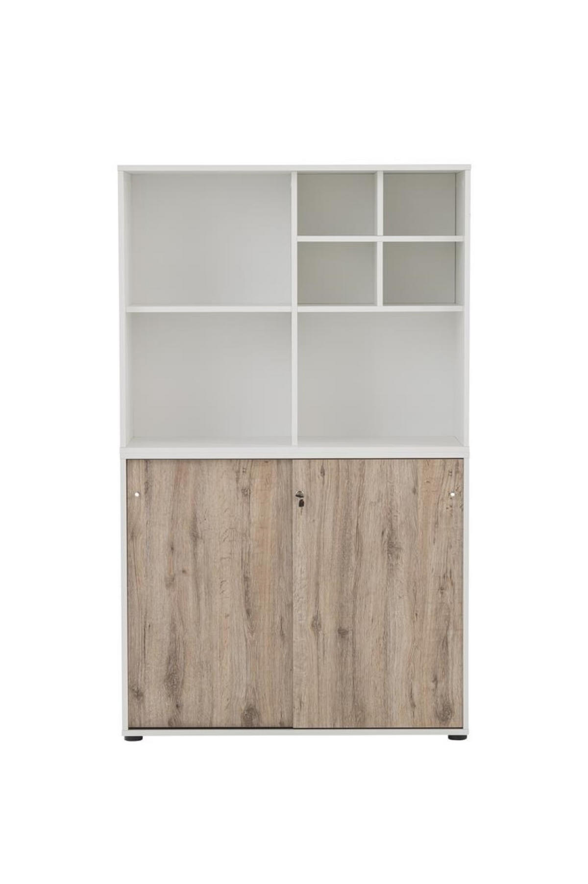 AKTENREGAL Pigeon Set AKTENSCHRANK & REGALKREUZ Breite 100 cm Weiß/Eiche - Weiß, Holz (100/166/41cm) - PROREGAL