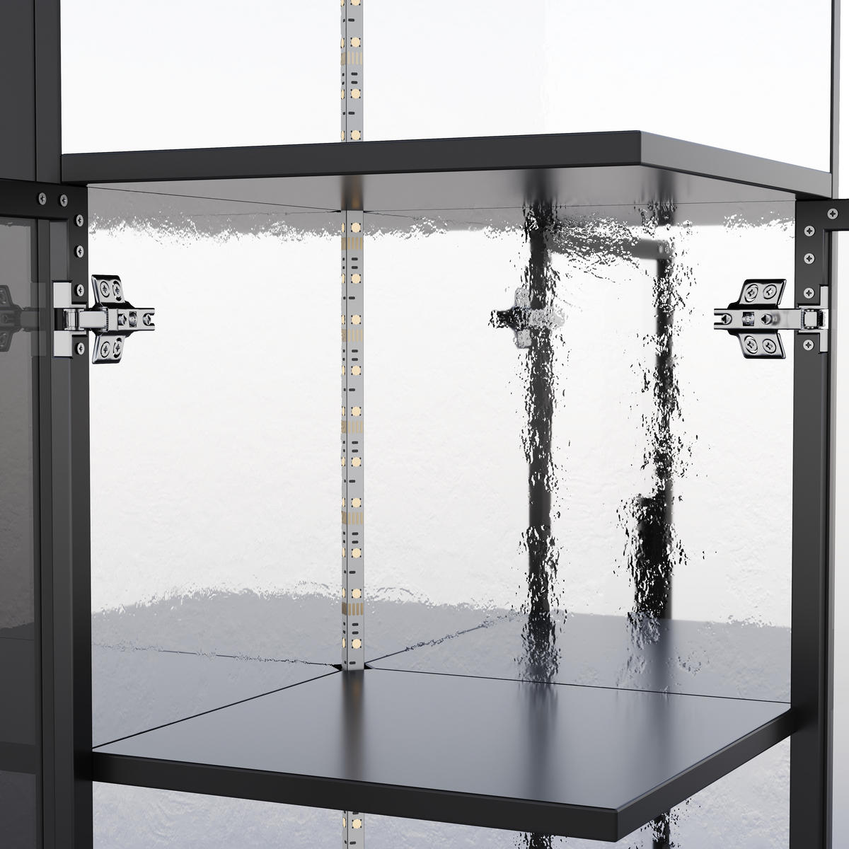 VITRINE LED ESG Glas Ausziehbar 112cm Sammlervitrine Schwarz - Schwarz, Glas (64/112/42cm) - FLIEKS
