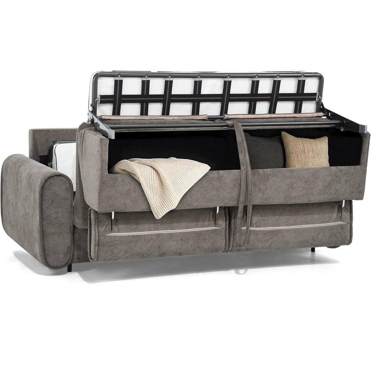 SCHLAFSOFA Pavarti mit italienischem Gestell, 160x195, Braun - Schwarz/Braun, Holzwerkstoff/Textil (214/88/100cm) - Beautysofa