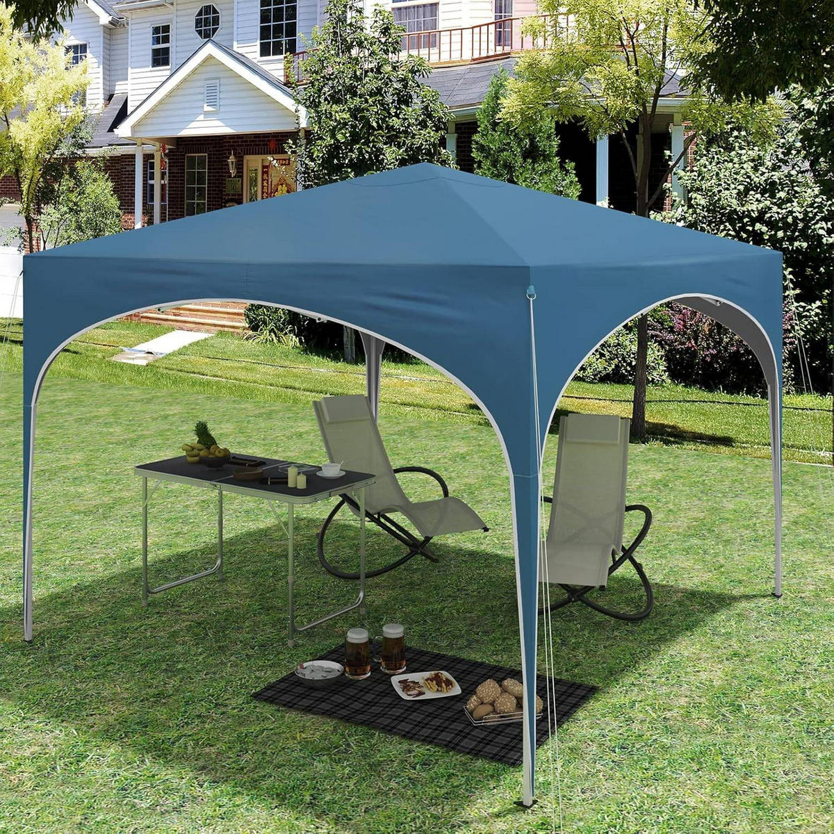 PAVILLON Faltbar wasserdichter Faltpavillon, aus Oxford Metallrahmen 3x3m - Blau, Metall (300/260/300cm) - Woltu