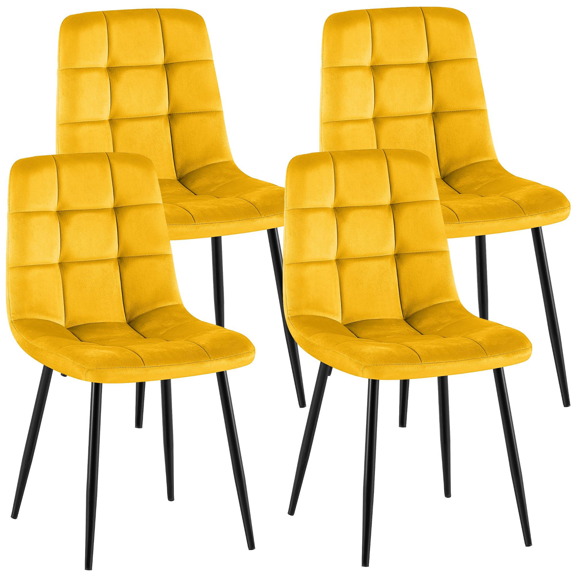 STUHL 4 Samt Gelb - Gelb/Schwarz, Textil/Metall (45/84/55cm) - CLP