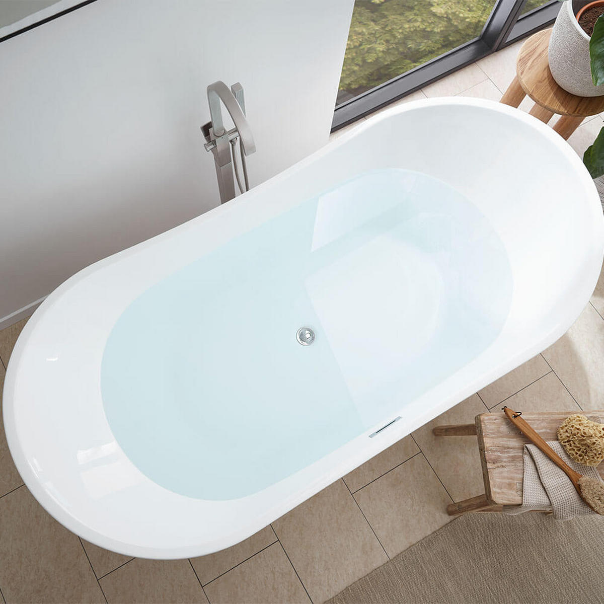 FREISTEHENDE Badewanne OVALO 170 x 80 cm - Weiß, Keramik (170/72/80cm) - Home Deluxe